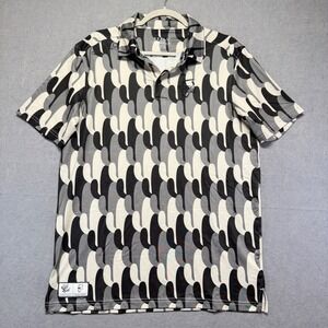 Reflo Mens WM Phoenix Open Cactus Golf Polo Shirt Black Grey White Size Small